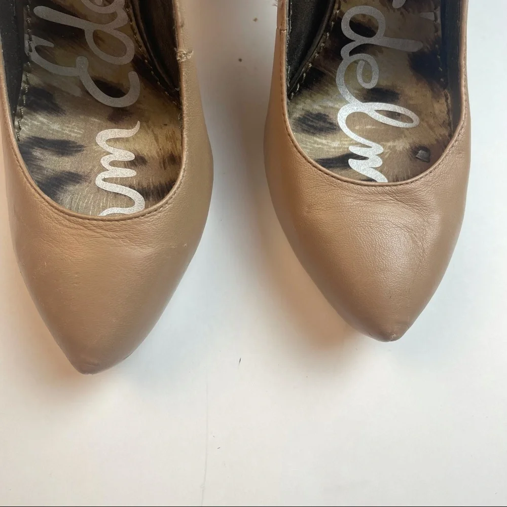 Sam Edelman Nude Spiked Leather Heels Size 6 - Picture 2 of 16